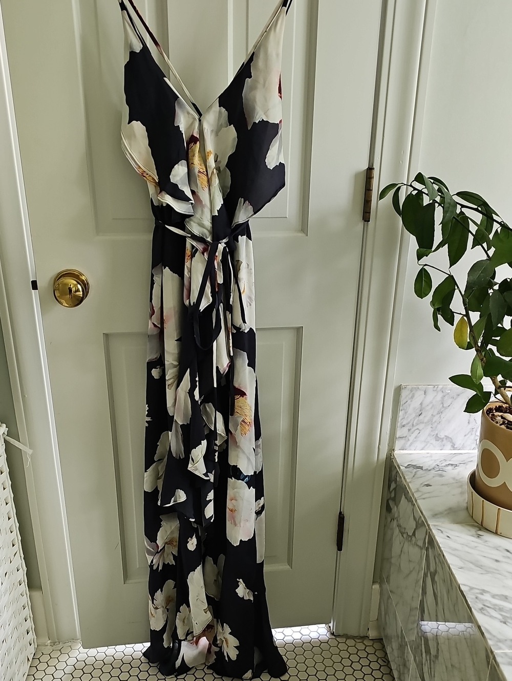 INTERMIX Floral Wrap Maxi Dress with Cream Blooms